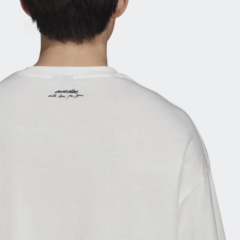 adidas Футболки Мужские Белые С Круглым Вырезом Умеренный Прямой Крой H61129