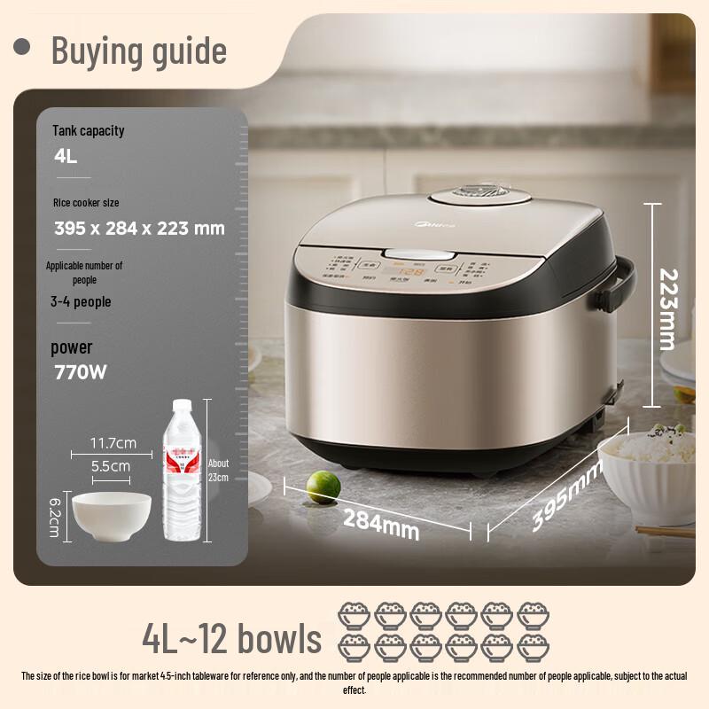 Midea 4L Smart Ceramic Rice Cooker CN plug (adapter included)