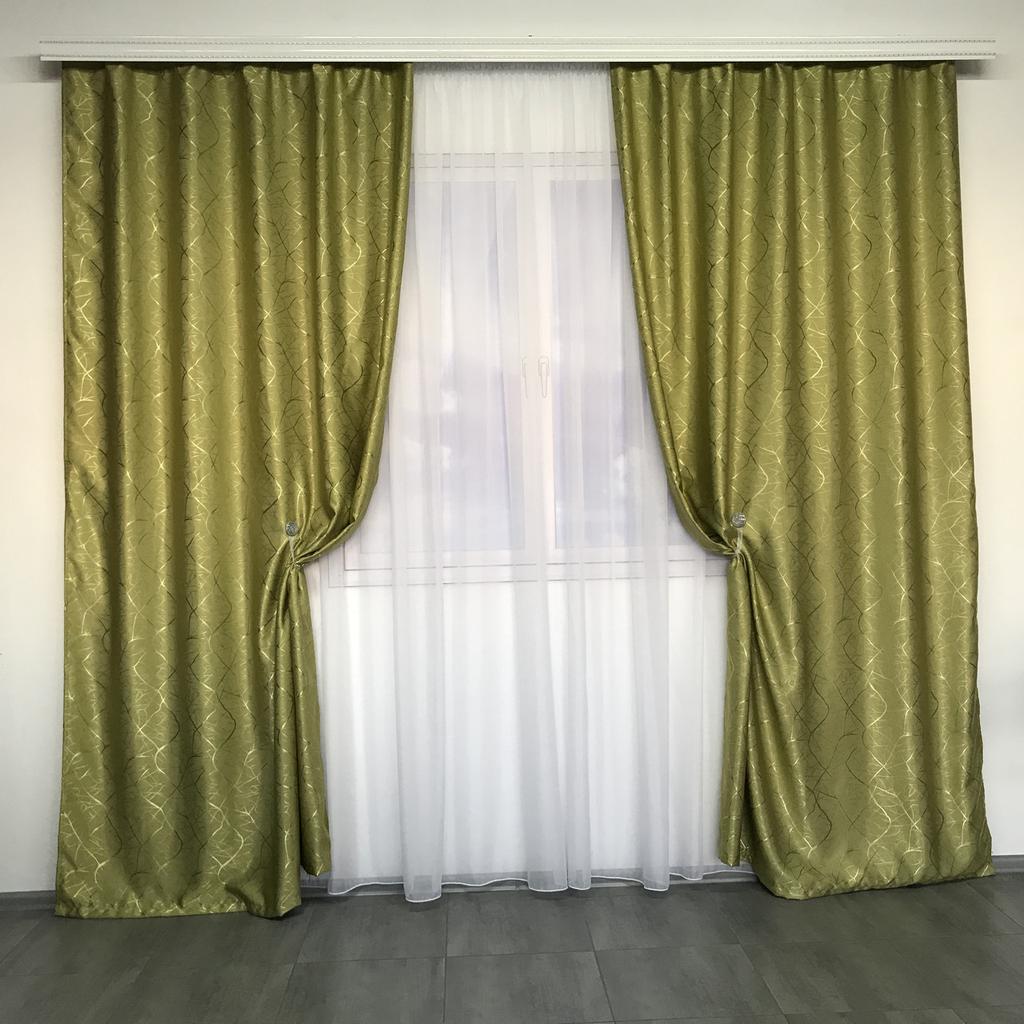 Шторы премиальные плотные Blackout на тесьме "ALBO" (150x270 см), для спальни и гостиной