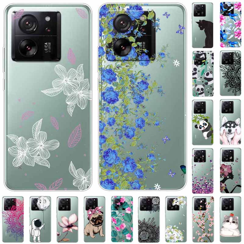Soft Clear Cover For Xiaomi 13T Case TPU Lovely Cat Silicone Covers For Xiaomi Mi 13T Cases Transparent for Xiaomi13T Bumpers