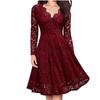 Women's Autumn and Winter Dress Lace Dress with Long Sleeves with A Base Slimming Temperament Skirt