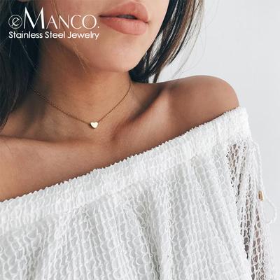 EManco Женское ожерелье-чокер с персиковым сердцем, золотистая цепочка, кулон из нержавеющей стали, богемное украшение на шею