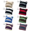 Y2K Devil Striped Knitted Hat Knitted Stripe Pattern Hat for Women Men Keep Ear Warm Hat with Paper Clip Decor