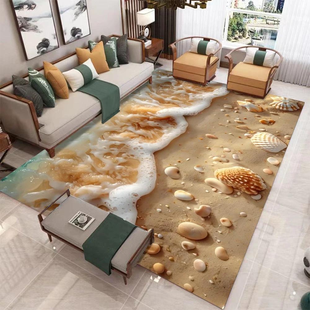 3D Звезда Пляжная Ракушка Морская Звезда Песочный Ковер Коврик для Гостиной Спальни Дома Дивана Украшение, Детский Игровой Нескользящий Напольный Коврик