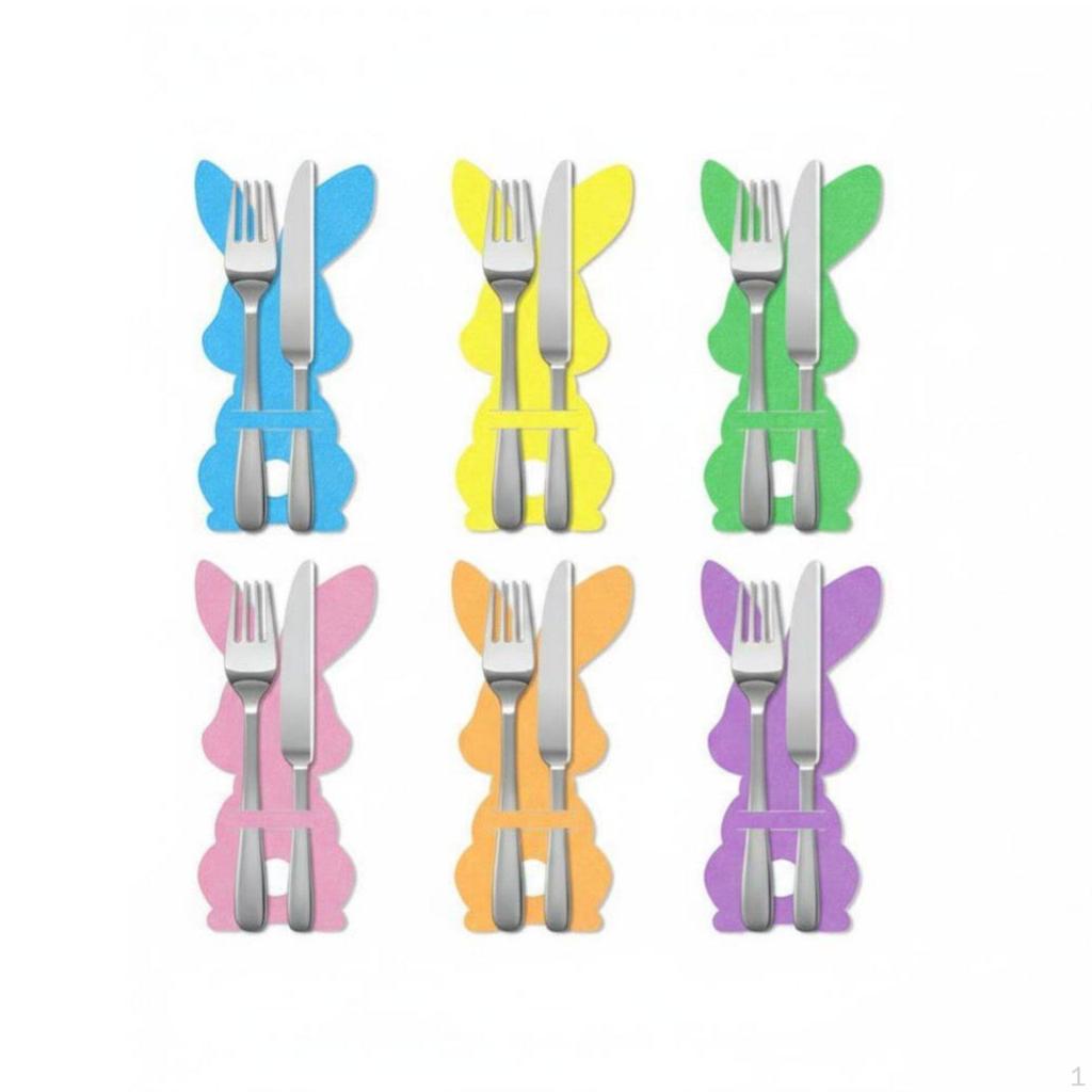8 Штук Пасхальный кролик и Морковка Чехол для столовых приборов Мультяшный дизайн Пасхальные держатели
