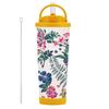 New 830ml Large-Capacity Thermos Cup with Convenient Handle, Dual-Use Drinking Cup, Large-Hole Printed Straw Cup