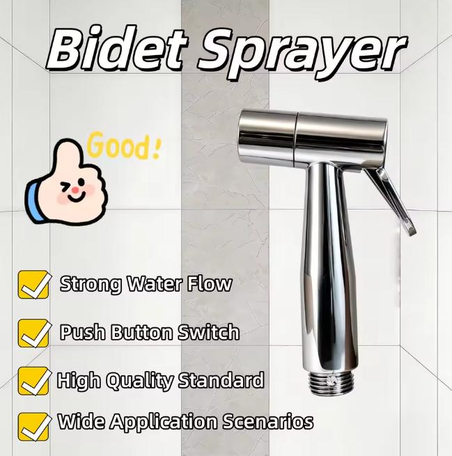 Push Button Handheld Pressurized Bidet Spray Nozzle Single Piece Portable Toilet Cleaning Sprayer Bathroom Balcony Accessory