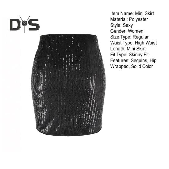 Женская мини-юбка с высокой талией, короткая юбка с пайетками, сексуальный стиль, облегающая бедра, блестящая юбка, вечеринки, свадьбы, клубы, одежда