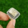 925 Sterling Silver Radiant Plume Agate Gemstone New Promise Ring Jewelry Size 8