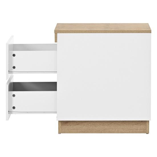 Wood Grain Nightstand with 2 Drawers Spacious Desktop Strong Load-bearing Small Side Table Nightstand Bedroom