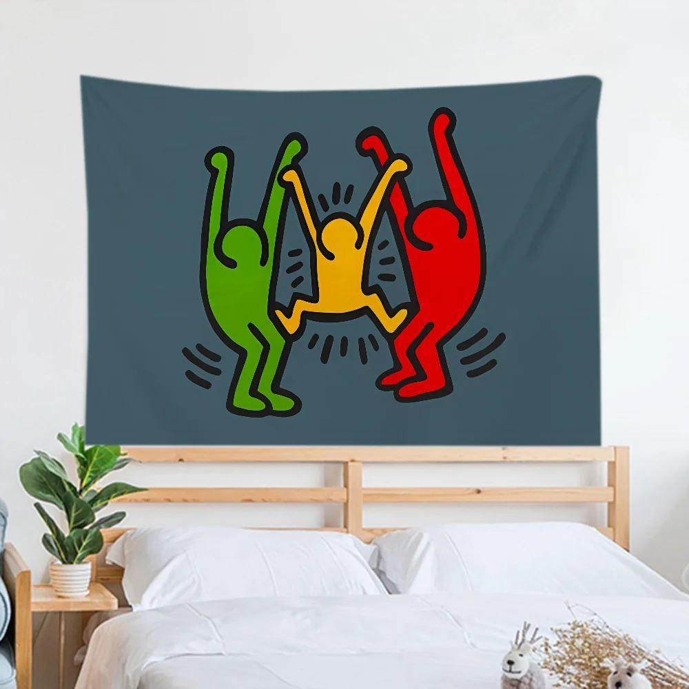 Haring Геометрический Граффити Простой Гобелен Офис Гостиная Украшения Дома Настенный Гобелен