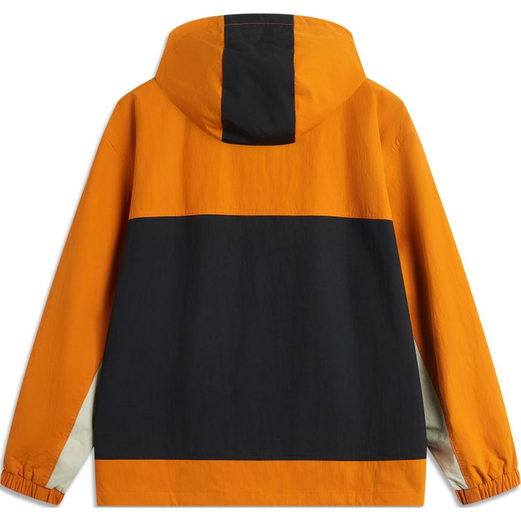 Li-Ning Lettuce Edge Water-Resistant Windbreaker Hooded Patchwork Zipper Outdoor Casual American Vintage Jacket Unisex Jacket AFDU927-5