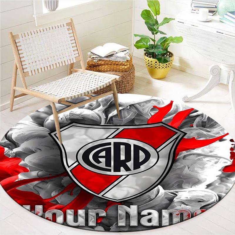 Dragon Crest Custom Name Round Area Rug Carpet Rug For Living Room Bedroom Sofa Playroom Decor Nonslip Floor Mat
