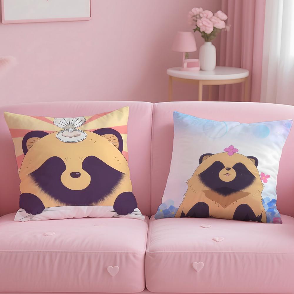 theme with you and the rain tanuki Cushion Cover Soft EasyWash Pillow Case Versatile for Couch Bed Travel and Office