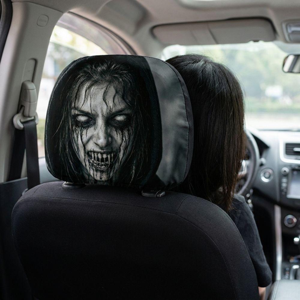 2Pcs Comfortable Halloween Car Headrest Cover Automotive Seat Headrest Cover All Seasons Use