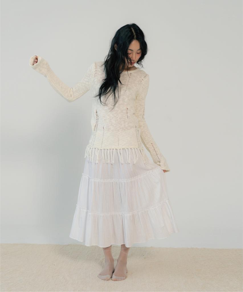 G Museum Jacquard Tiered Skirt (White)