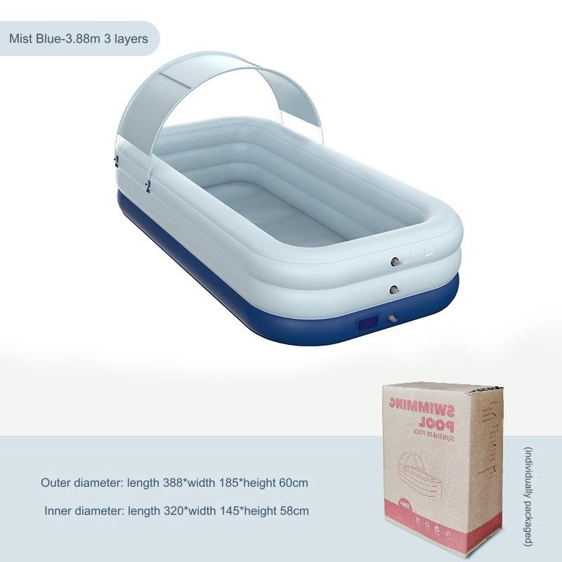 Надувной бассейн с навесом, Очень большой надувной семейный бассейн со встроенным насосом, работающим от батареек, для сада на открытом воздухе