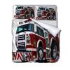Children'S Quilt 3D Fireman Fire Truck Print Bedding 3Pcs Fashion Duvet Cover Set For Bedroom, Guest Room Soft Comfortable