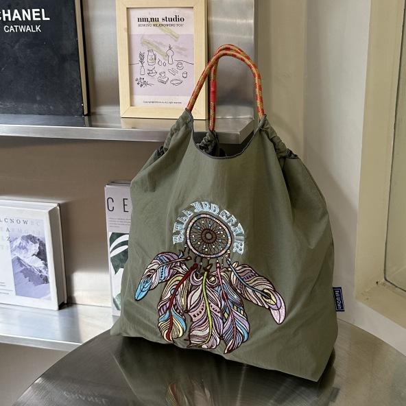 Embroidery Shopping Bag Women'S Fashion Niche Large Capacity Shoulder Bag Tide
