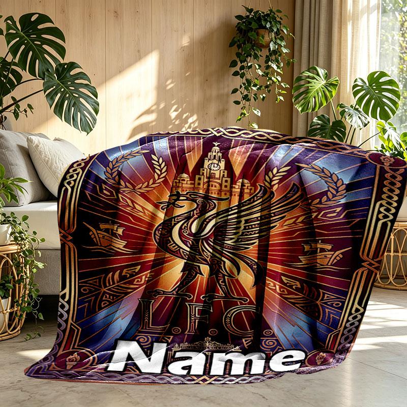 Custom Name Personalized Liverpool Football Club Print Blanket, Home Decor, Bedroom, Sofa, Camping, Couch, Gifts for Birthday Christmas