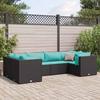 VidaXL Garden Lounge Set 6 Pcs with Cushions Black Wicker, Outdoor Sofa Set, Garden Corner Sofa, 3308252