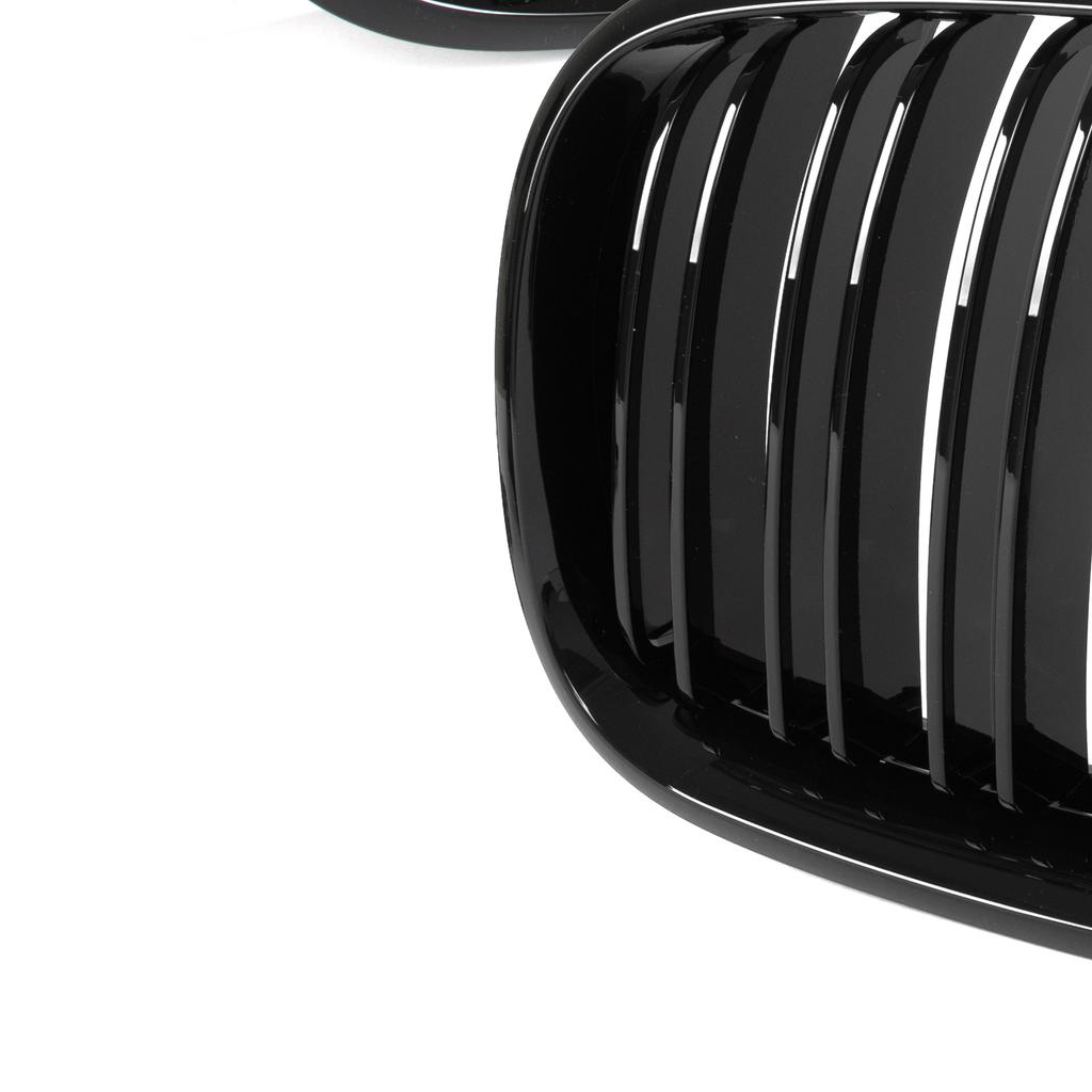 BMW X5 E70 06-13 grilles between the headlights (kidneys) left + right set BLACK GLOSSY DOUBLE BAR