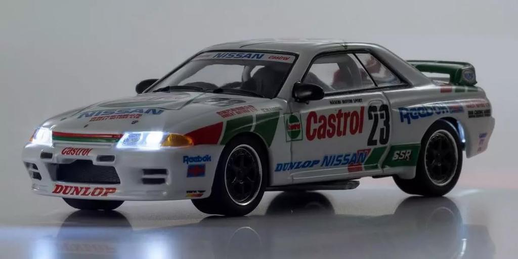 Kyosho Original Масштаб Castrol Skyline 1990 Готовая модель K07012LC 1/64 GT-R (Р32) Гр.А #23 Оборудован светодиодами