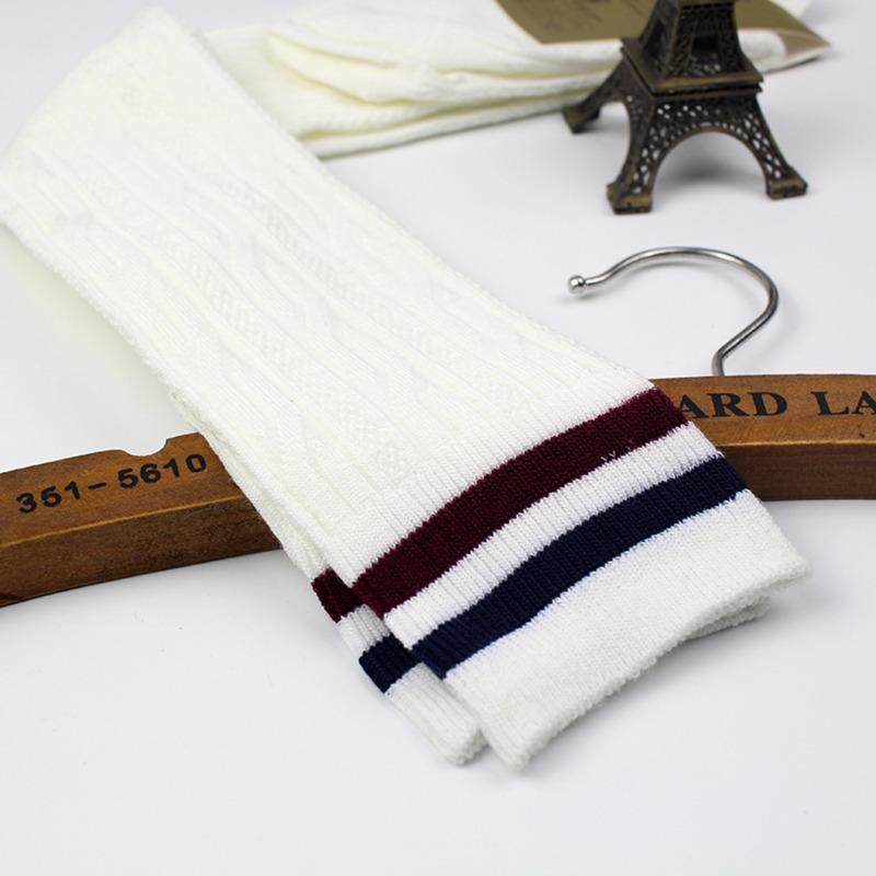 Женские полосатые хлопковые длинные носки Японские JK Черные Белые Гольфы выше колена Студентки Девушки Однотонные Длинные Гольфы Грелки для ног