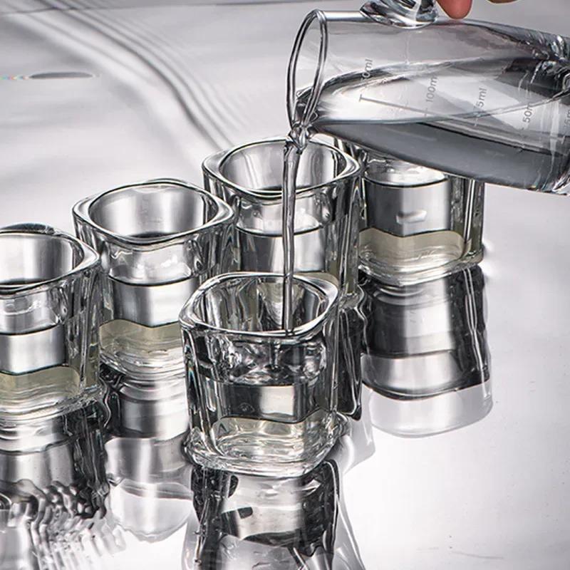 8 шт. Маленький объем 70 мл Квадратный дозатор для винных бокалов Стопка Оптовые чашки Прозрачный бокал для вина Бокал для крепких напитков