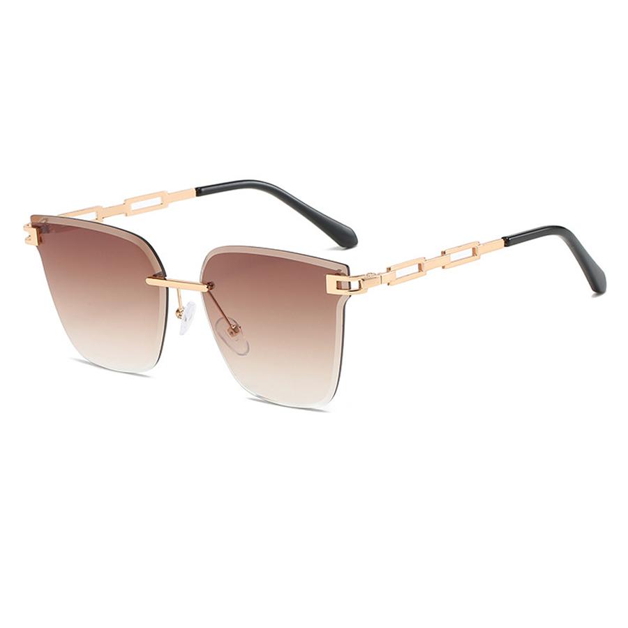 Новые Модные Оверсайз Градиентные Солнцезащитные Очки Женские Винтажные Оправа-Цепочка из Сплава Безободковые Квадратные Солнцезащитные Очки Унисекс Элегантные Оттенки