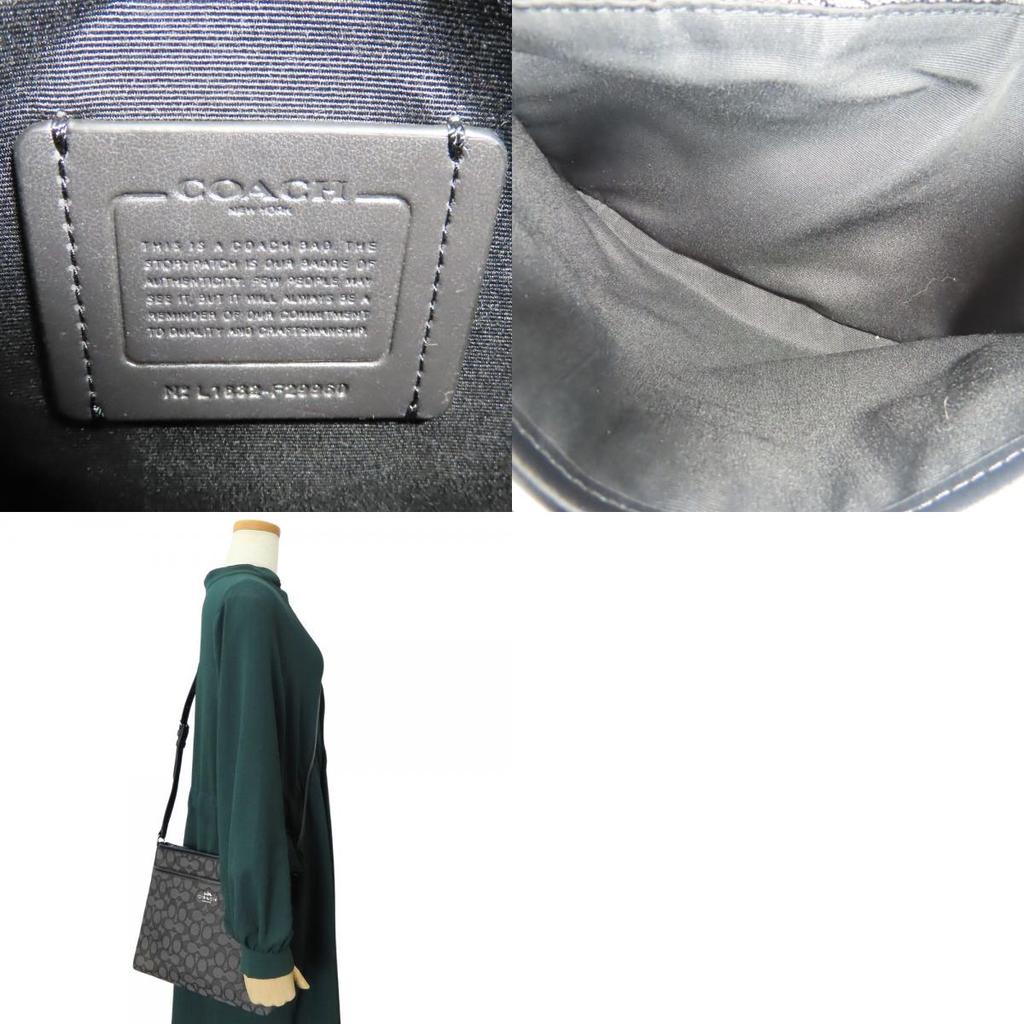 Подержанная сумка через плечо COACH F29960 Канва с логотипом/кожа серая черная повседневная