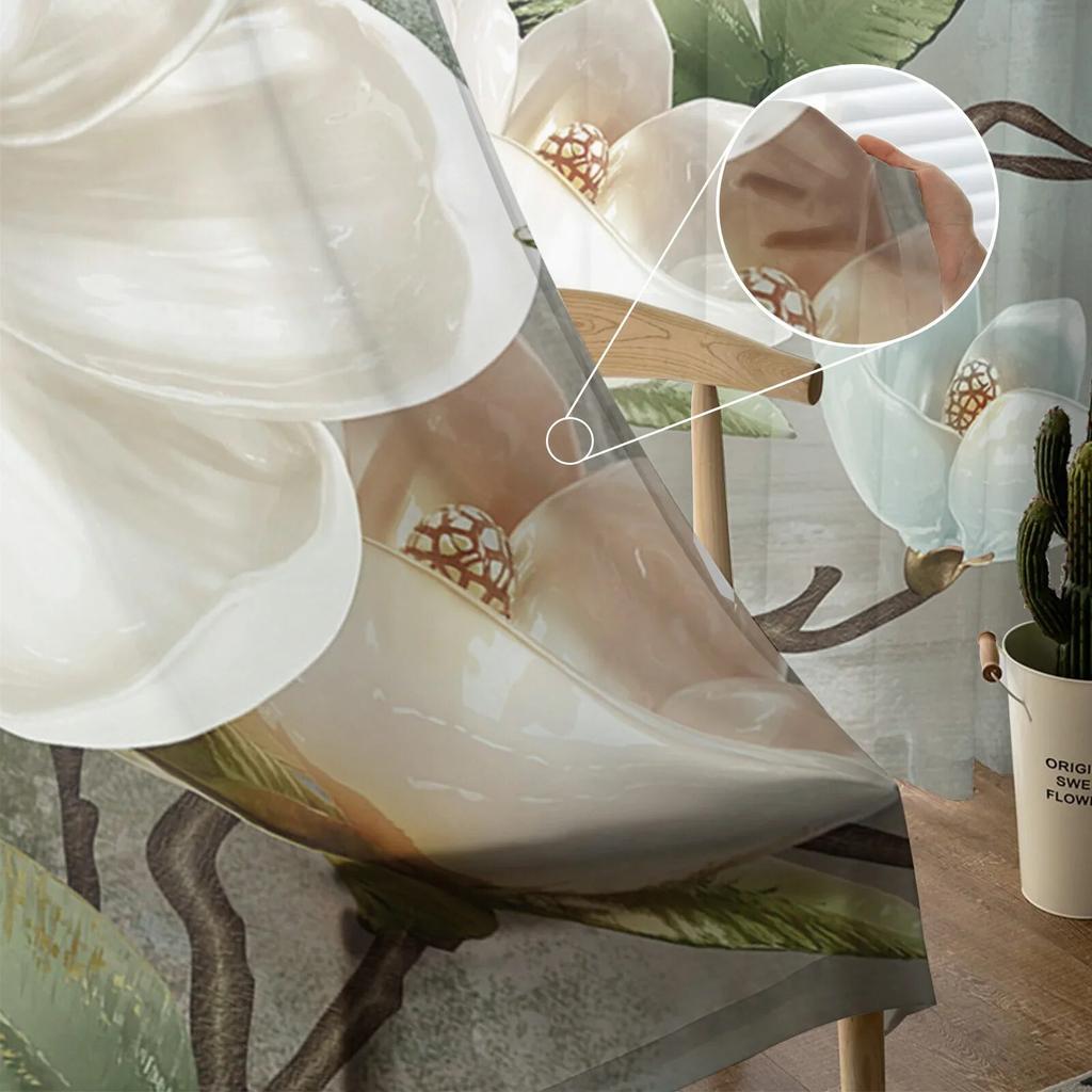 Идиллические белые цветы, винтажные фоновые тюлевые шторы для гостиной, кухни, современные оконные занавески, вуали