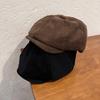Вельветовый однотонный берет с защитой от солнца, теплый, для взрослых, подарок, мода
