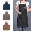1Pc With Pockets Fashionable Apron Woman Kitchen Waterproof Canvas Man Work Clothes Waiter Restaurant Perfessional