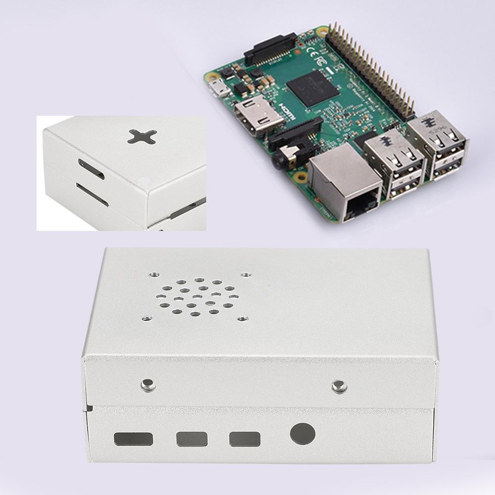 Для Raspberry Pi 4B Высококачественный Защитный Металлический Перфорированный Чехол-Кейс из Алюминиевого Сплава Серебристый