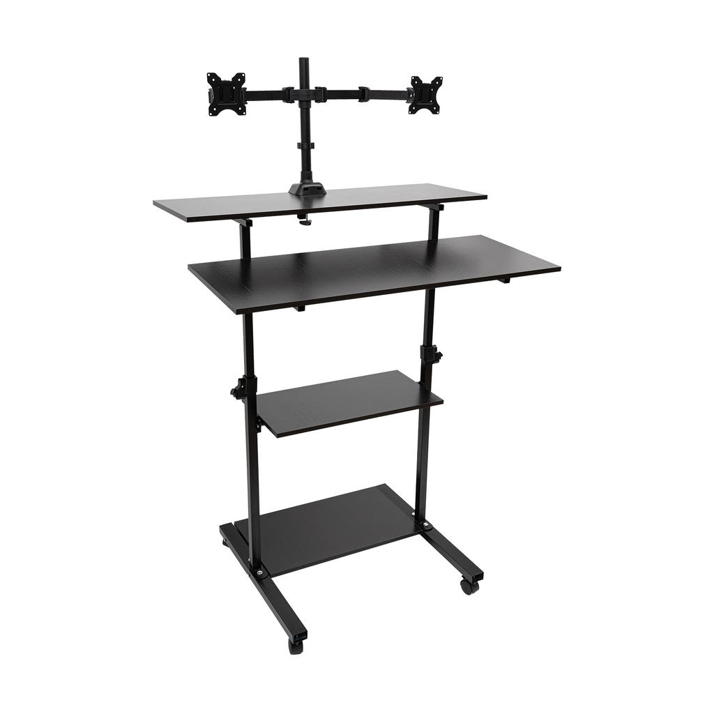 4-ярусный стоячий стол, Широкий мобильный стоячий стол, Регулируемая по высоте передвижная рабочая станция Прямоугольный для офиса, гостиной
