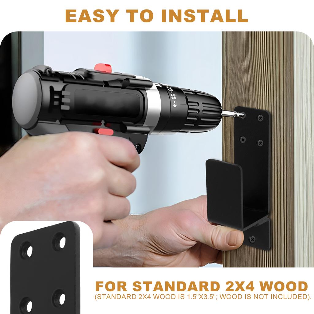 4PCS Door Barricade Brackets Drop Open Bar Holder 2x4 Bar Brackets Prevent Unauthorized Entry For Home Security Door Lock