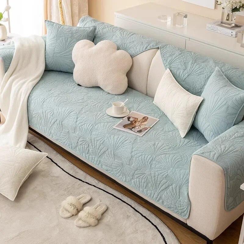 Хлопковая Нескользящая диванная подушка для четырех сезонов из чистого хлопка, бежевая летняя скандинавская подушка, универсальная ткань для полотенец для дивана