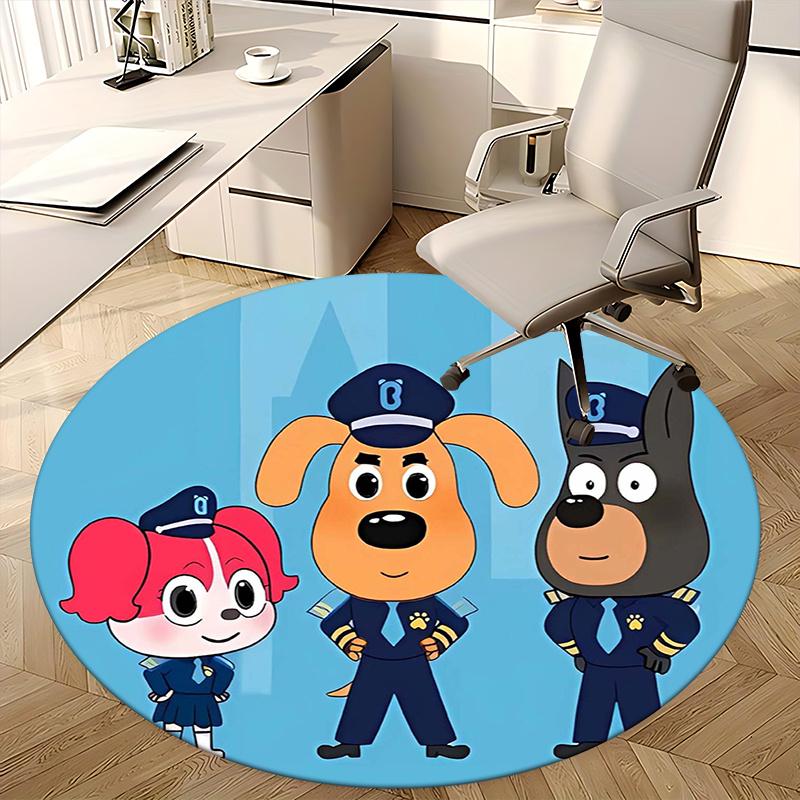Police Dog,Uniformed Pals Chair mat Round Rug Office carpet, Non slip, Suitable for Living Rooms, Bedrooms,Decor1205958a