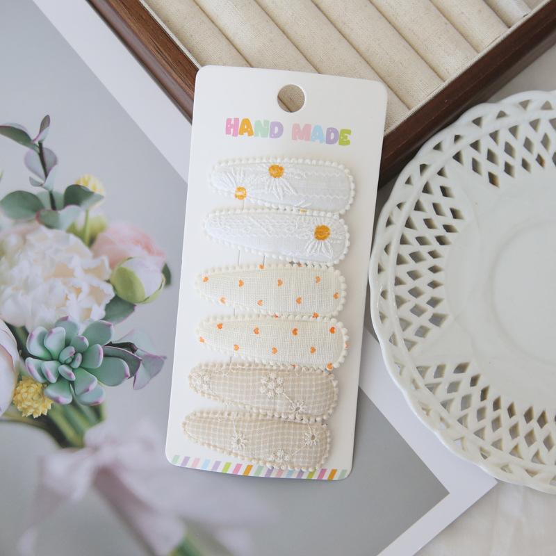 6 шт./набор Милый цветочный хлопковый набор заколок для волос Клетчатые тканевые банты для девочек, младенцев, детей Аксессуары для волос Завершающие челку Детские головные уборы