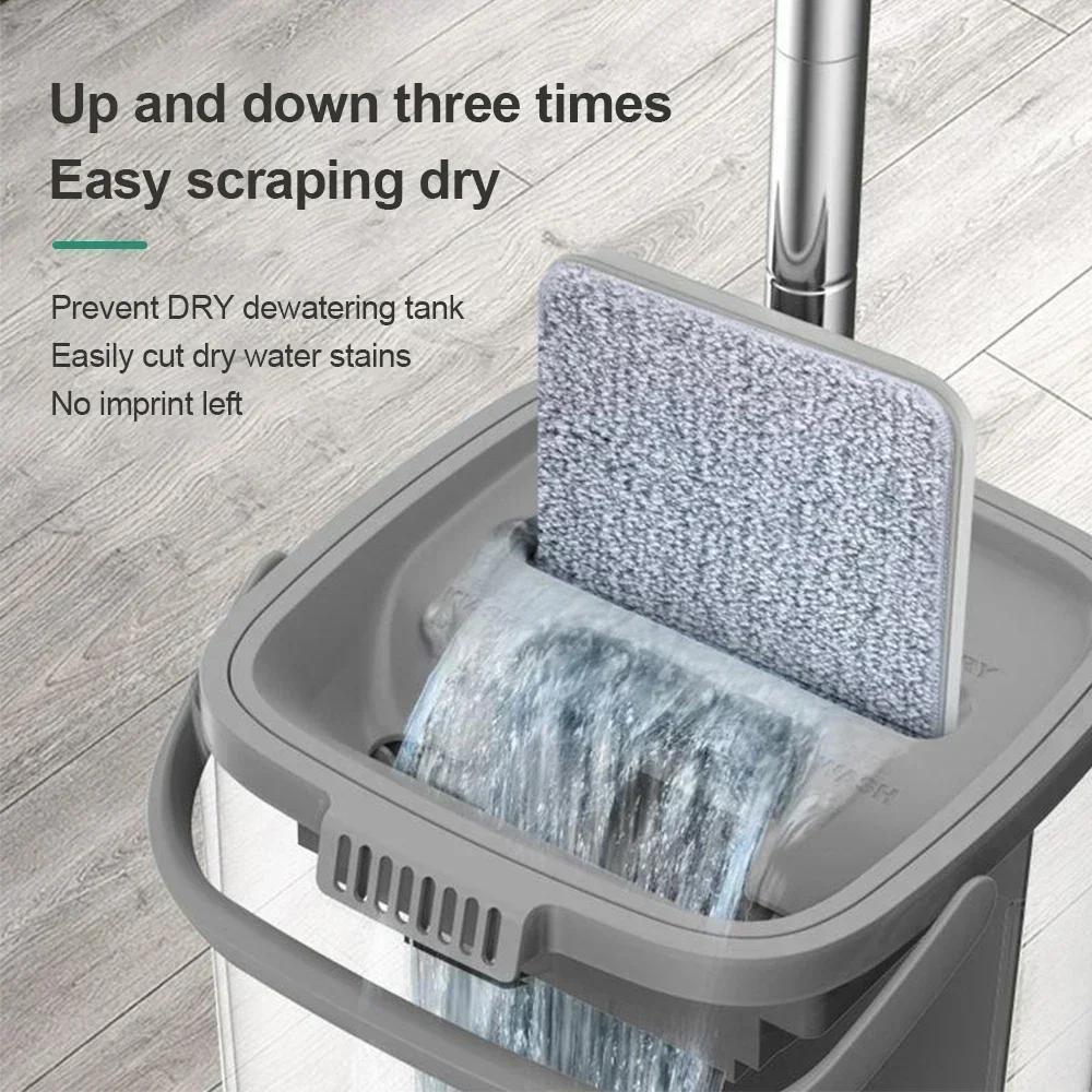 Mops with Bucket Thickened Mop Clear Water Separation Lazy No Hand-Washing Squeeze Automatic Dewatering Broom Floor Cleaning Mop