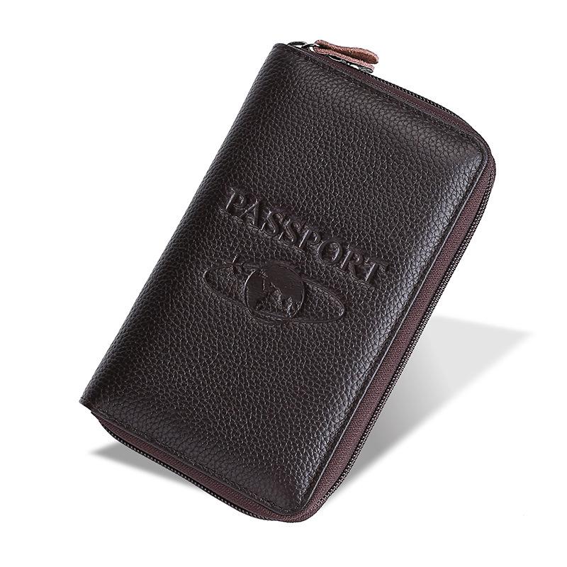 Кошелек для паспорта из натуральной кожи с RFID-меткой – держатель удостоверения личности для путешествий с защитой от кражи
