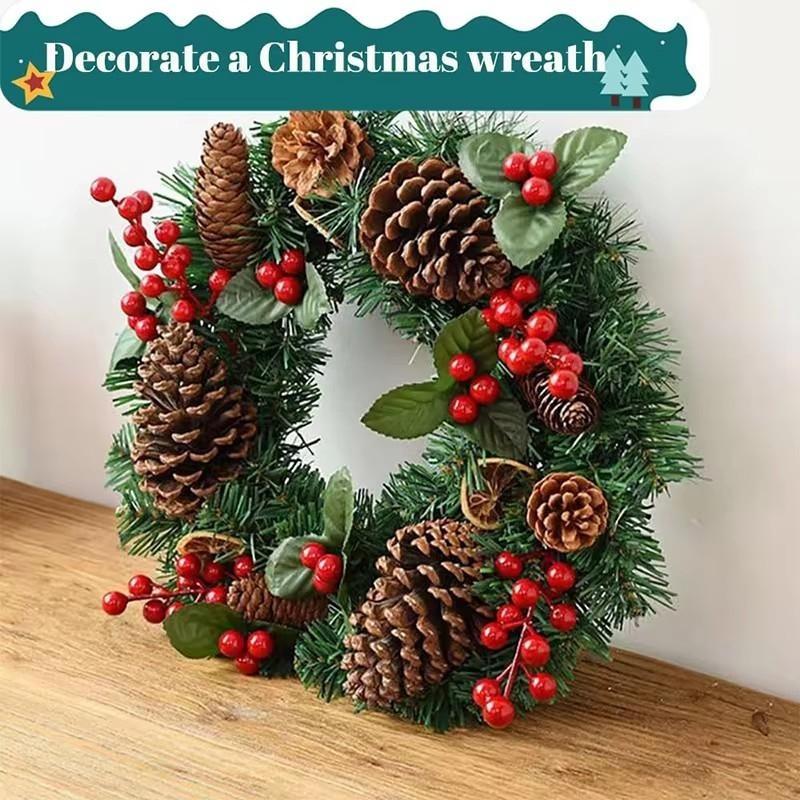 Artificial Berries Red Gold Silver Fake Berries Branch Cherry Stamen Christmas DIY Floral Wreath Ornament New Year Party Decor