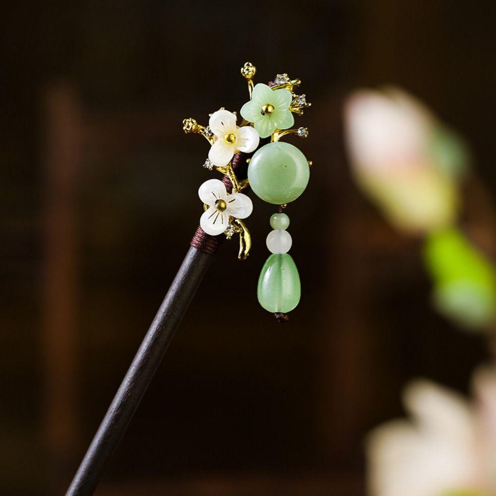Традиционная вилка для волос Ханьфу, старинный стиль, заколки для волос с цветком, веер, пучок для волос, свадебная вечеринка