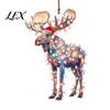 Christmas Tree Hanging Accessories Animal Ornaments with Lanyard, Cute Double Sided Pendant 2026 Acrylic Gift Tags Santa Hat, 2D Flat Sign for Holiday