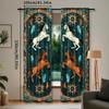 2pcs Southwest Tribal Horse Print Curtains - Vibrant Teal & Earth-Tone Design   Rod Pocket Window Drapes for Bedroom & Living Roo