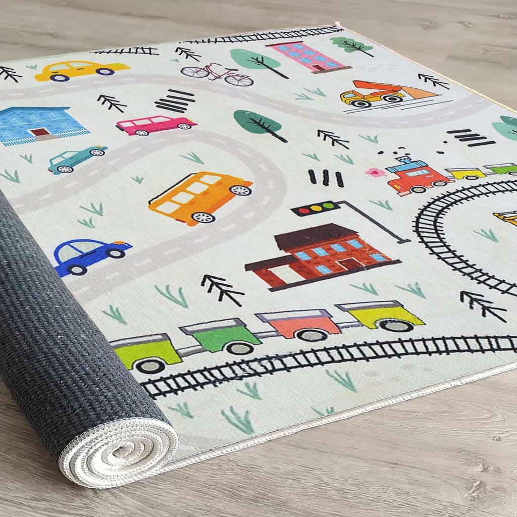 Декоративный современный тонкий коврик для детей из хлопка, устойчивый к пятнам, моющийся, сплетенный машиной