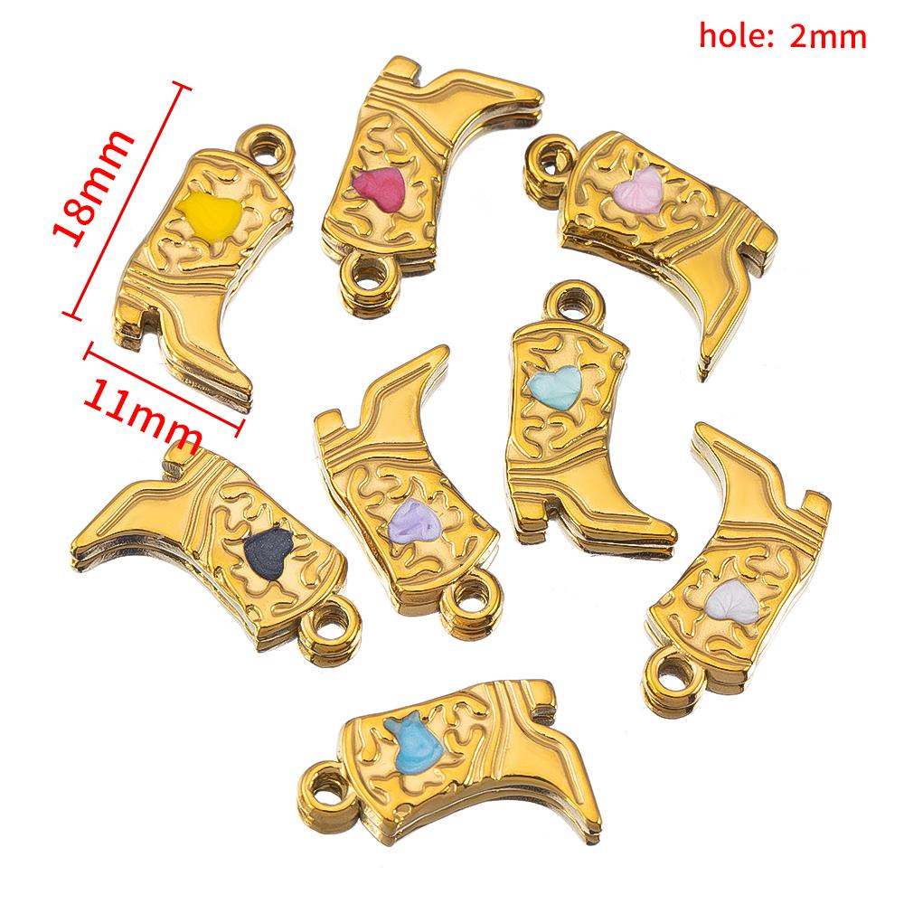 5pcs/lot Stainless Steel Gold Color PVD Plated Boots Charms Pendant DIY Necklace Bracelet Earring Jewelry Making Accessories