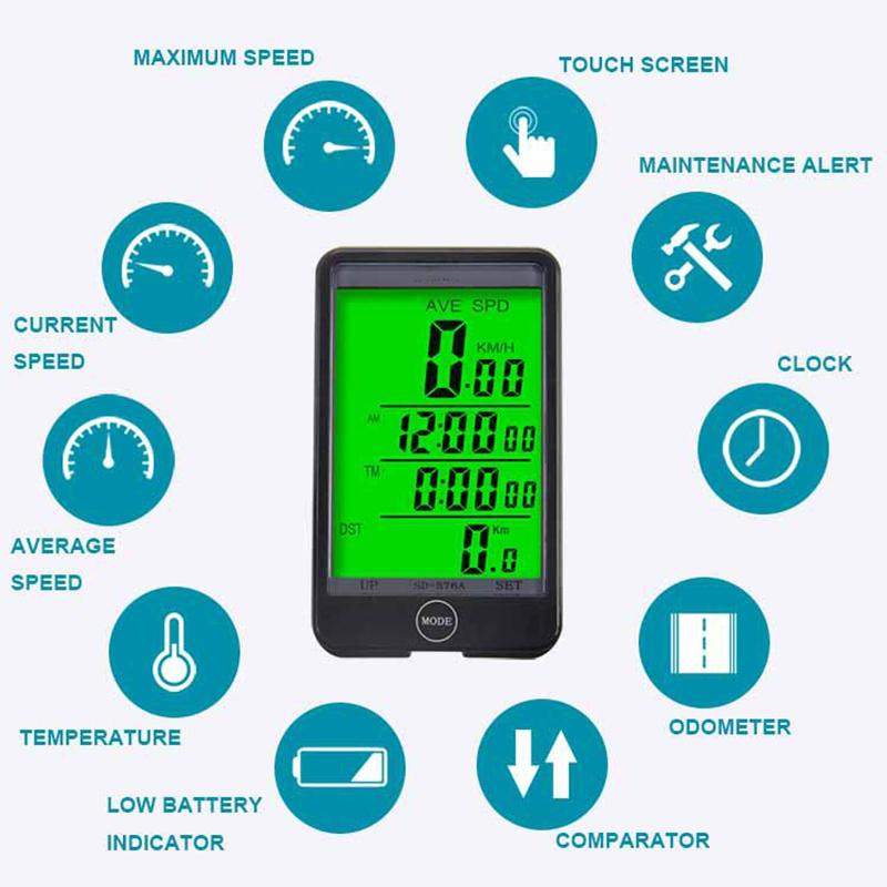Bicycle Speedometer and Odometer Wired Bike Cycling Computer Waterproof Bike Stopwatch With Large Screen Bicycle Accessories