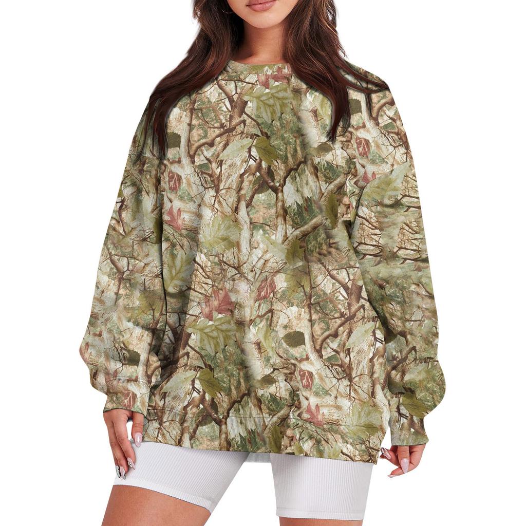 Женская повседневная модная винтажная толстовка с длинным рукавом и круглым вырезом с принтом, многослойный пуловер, топ